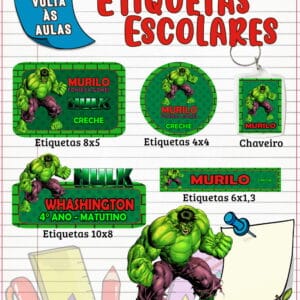 Etiqueta Escolar Hulk