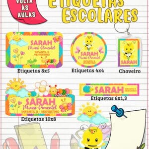 Etiqueta Escolar Jardim Menina