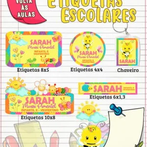 Etiqueta Escolar Jardim Menina 40 Etiqueta Escolar Jardim Menina