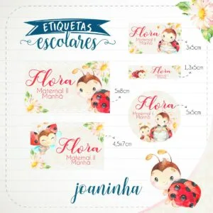 Etiqueta Escolar Joaninha 12 Etiqueta Escolar Joaninha