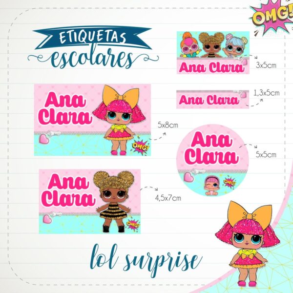 Etiqueta Escolar Lol Surprise