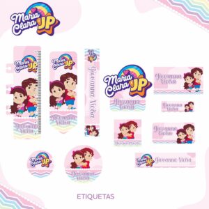 Etiqueta Escolar Maria Clara e JP Menina