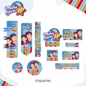 Etiqueta Escolar Maria Clara e JP Menino