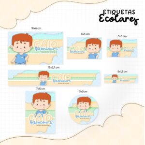 Etiqueta Escolar Menininho Ruivo