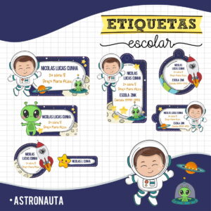 Etiqueta Escolar Menino Astronauta