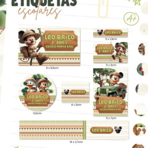 Etiqueta Escolar Mickey Safari - Arquivo Digital 5 Etiqueta Escolar Mickey Safari - Arquivo Digital