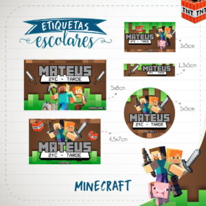 Etiqueta Escolar Minecraft - Arquivo Digital 16 Etiqueta Escolar Minecraft Arquivo Digital