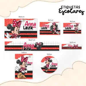 Etiqueta Escolar Minnie Vermelha 10 Etiqueta Escolar Minnie Vermelha