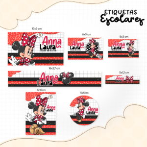 Etiqueta Escolar Minnie Vermelha - Arquivo Digital