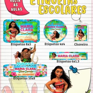 Etiqueta Escolar Moana Adulta