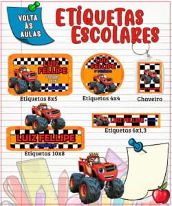 Etiqueta Escolar Monster Machine