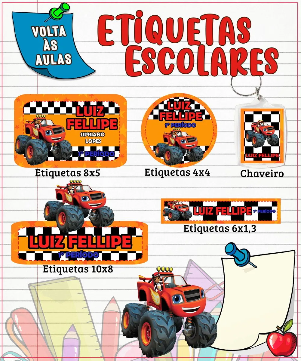 Etiqueta Escolar Monster Machine 1 Etiqueta Escolar Monster Machine