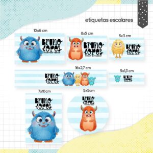 Etiqueta Escolar Monstrinhos