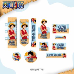 Etiqueta Escolar One Piece PNG e PDF