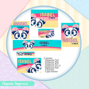 Etiqueta Escolar Panda - Arquivo Digital 10 Etiqueta Escolar Panda - Arquivo Digital