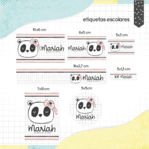 Etiqueta Escolar Panda Menina - Arquivo Digital 7 Etiqueta Escolar Panda Menina - Arquivo Digital