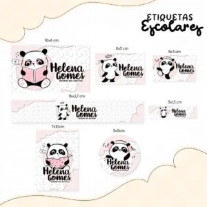 Etiqueta Escolar Panda Rosa 25 Etiqueta Escolar Panda Rosa