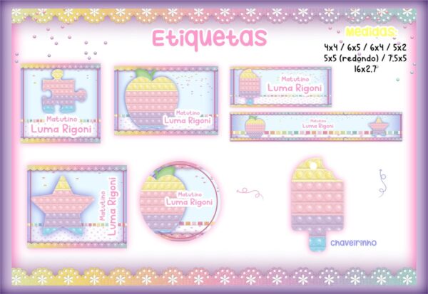 Etiqueta Escolar Pop It Menina