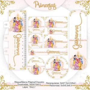 Etiqueta Escolar Princesas Rosa