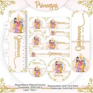 Etiqueta Escolar Princesas Rosa 34 Etiqueta Escolar Princesas Rosa