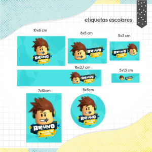 Etiqueta Escolar Roblox Azul - Arquivo Digital 4 Etiqueta Escolar Roblox Azul - Arquivo Digital