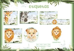 Etiqueta Escolar Safari
