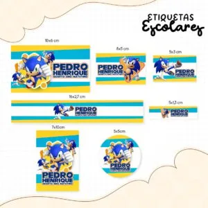 Etiqueta Escolar Sonic 9 Etiqueta Escolar Sonic