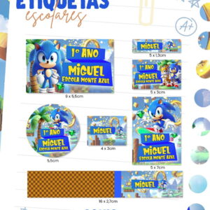 Etiqueta Escolar Sonic - Arquivo Digital