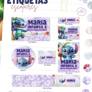 Etiqueta Escolar Stitch - Arquivo Digital 9 Etiqueta Escolar Stitch - Arquivo Digital