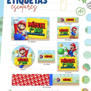 Etiqueta Escolar Super Mário - Arquivo Digital