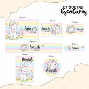 Etiqueta Escolar Unicórnio Fofinho - Arquivo Digital 6 Etiqueta Escolar Unicórnio Fofinho - Arquivo Digital