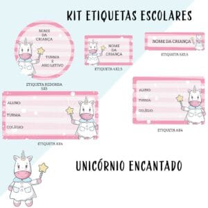 Etiqueta Escolar Unicórnio Menina