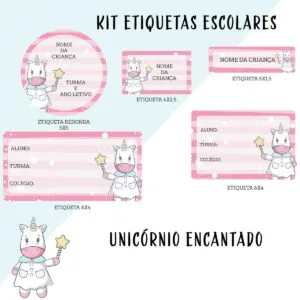 Etiqueta Escolar Unicórnio Menina 21 Etiqueta Escolar Unicórnio Menina