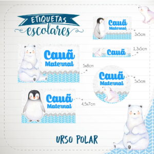 Etiqueta Escolar Urso Polar - Arquivo Digital
