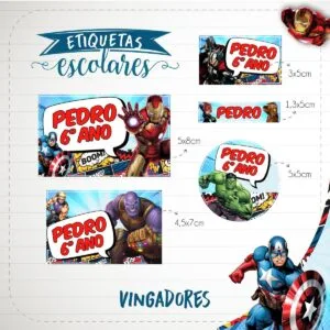 Etiqueta Escolar Vingadores 11 Etiqueta Escolar Vingadores