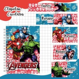 Etiqueta Escolar Vingadores Menino