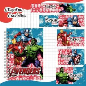 Etiqueta Escolar Vingadores Menino 38 Etiqueta Escolar Vingadores Menino