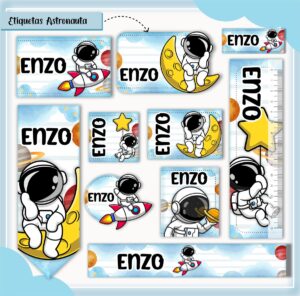 Etiquetas Escolares Astronauta - Arquivo Digital