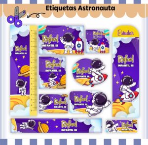 Etiquetas Escolares Astronauta V2 - Arquivo Digital