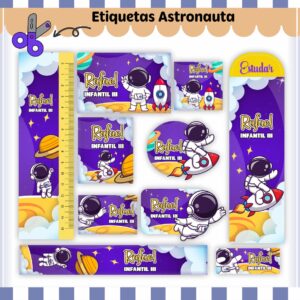 Etiquetas Escolares Astronauta V2 - Arquivo Digital