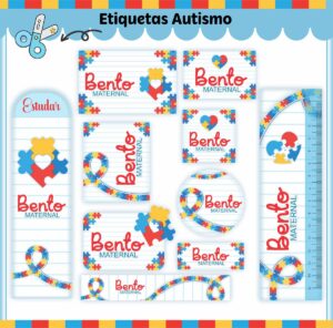 Etiquetas Escolares Autismo V2 - Arquivo Digital