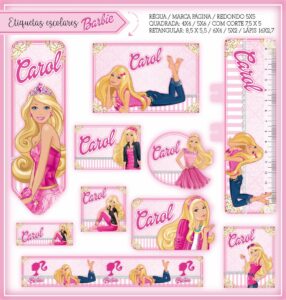 Etiquetas Escolares Barbie - Arquivo Digital