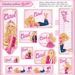 Etiquetas Escolares Barbie - Arquivo Digital 39 Etiquetas Escolares Barbie - Arquivo Digital
