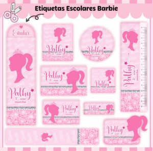 Etiquetas Escolares Barbie V2 - Arquivo Digital