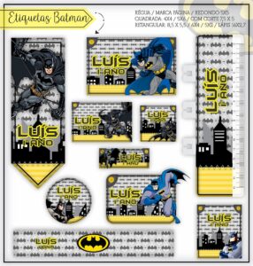 Etiquetas Escolares Batman - Arquivo Digital