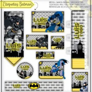 Etiquetas Escolares Batman - Arquivo Digital 3 Etiquetas Escolares Batman - Arquivo Digital
