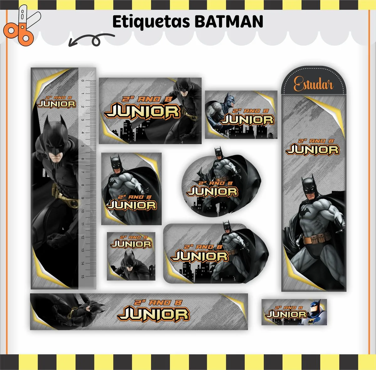 Etiquetas Escolares Batman V2 - Arquivo Digital 1 Etiquetas Escolares Batman V2 - Arquivo Digital