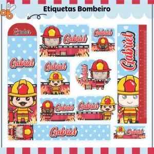 Etiquetas Escolares Bombeiros - Arquivo Digital 18 Etiquetas Escolares Bombeiros - Arquivo Digital