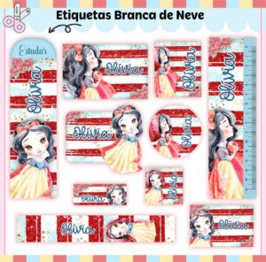 Etiquetas Escolares Branca de Neve - Arquivo Digital