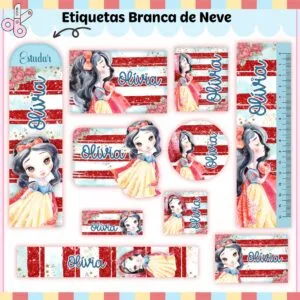 Etiquetas Escolares Branca de Neve - Arquivo Digital